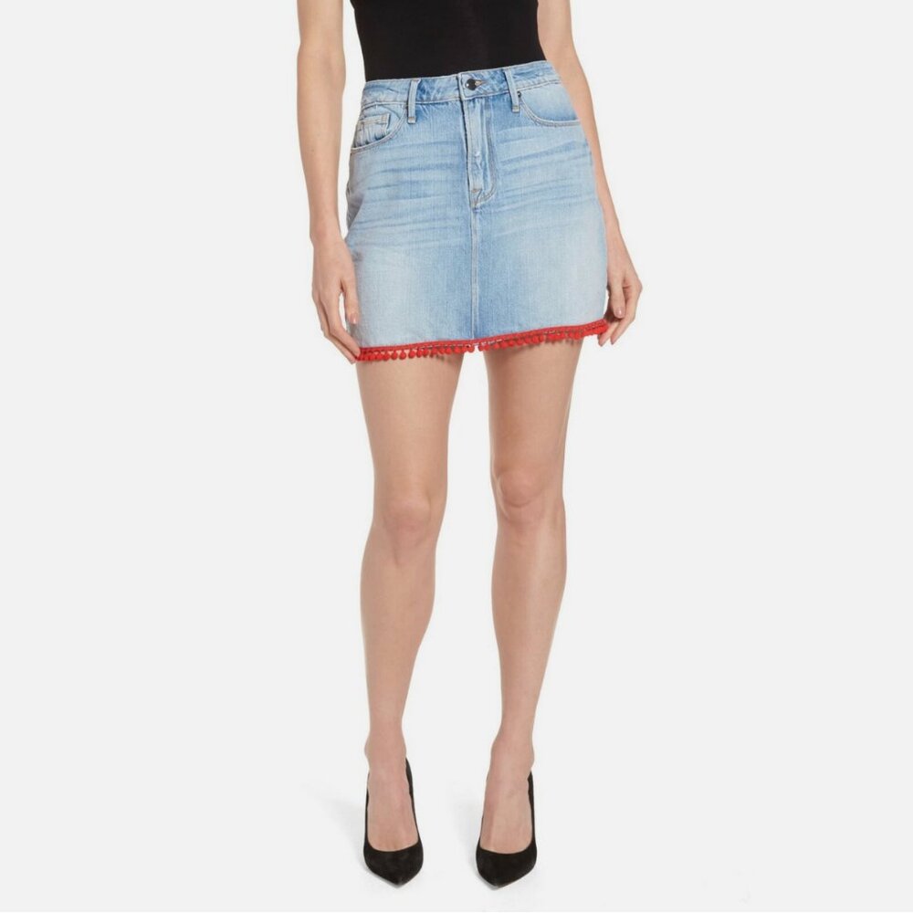 Good American Denim Pom Pom Mini Skirt
